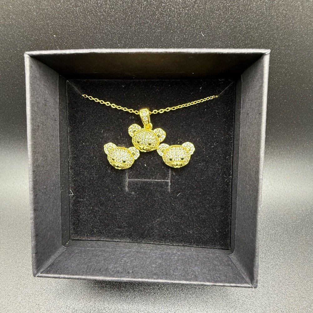 Gold Bear Pendant Necklace